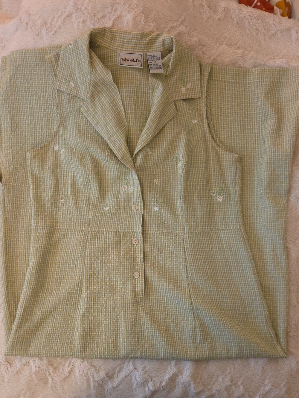 cute vintage gingham green/yellow/white collared maxi dress